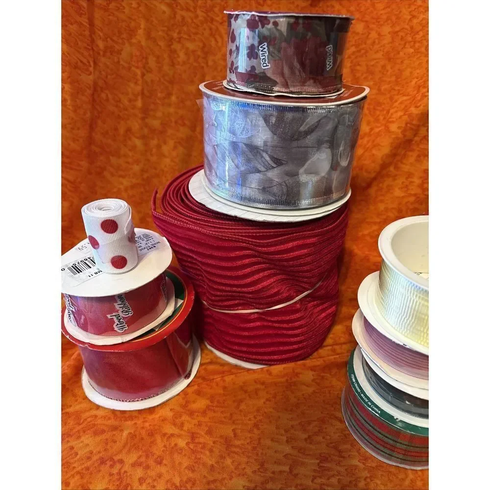 Huge Lot Of Ribbon-Lace~Satin~ Kringle~Wired~Velvet New/Used‎ 100+ Feet
